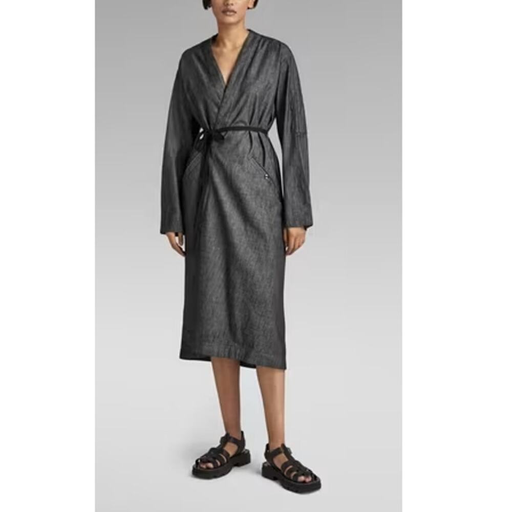 G-Star Women's Jet Black Wrap Dress Size L